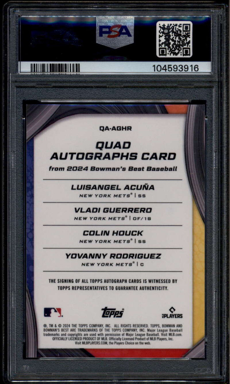 2024 Bowman's Best Acuna Guerrero Houck Rodriguez RC Quad Auto 142/250 PSA 9