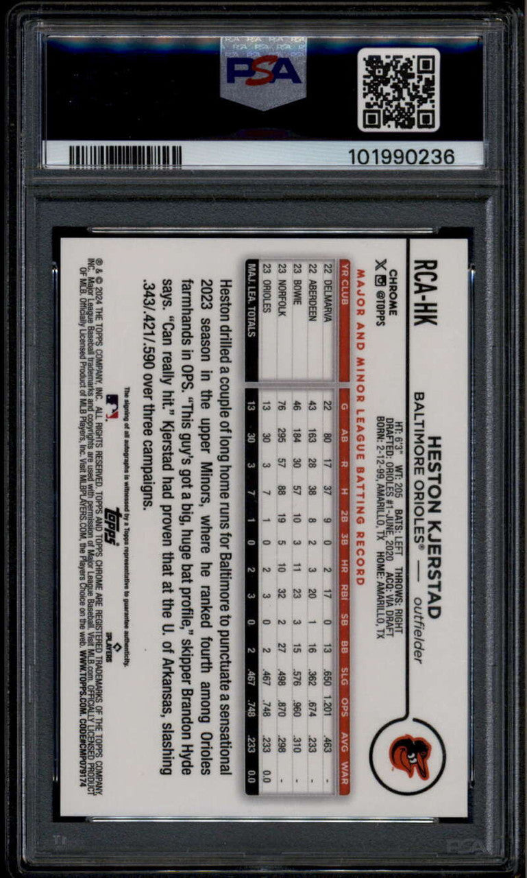 2024 Topps Chrome Logofractor Green Refractor Heston Kjerstad RC Auto /99 PSA 10