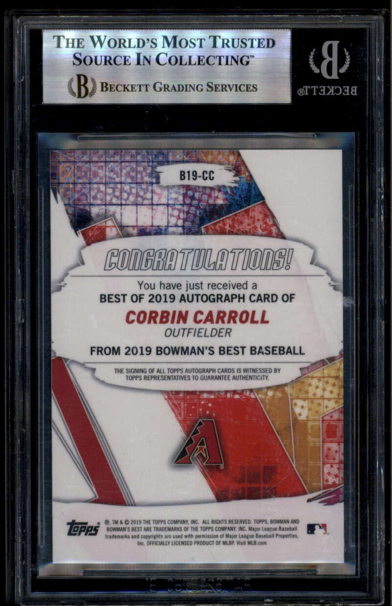 SOLD 185065 2019 Bowman's Best of '19 Autographs b19cc Corbin Carroll Rookie RC Auto BGS 9