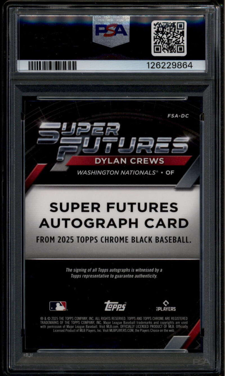 2025 Topps Chrome Black Super Futures Autographs Dylan Crews RC Auto 49/99 PSA 9