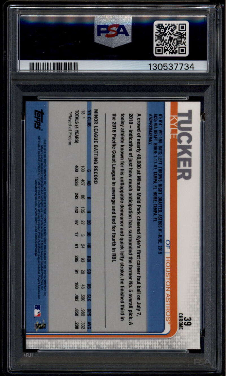 2019 Topps Chrome 39 Kyle Tucker Running RC PSA/DNA Certified Authentic 10 Auto