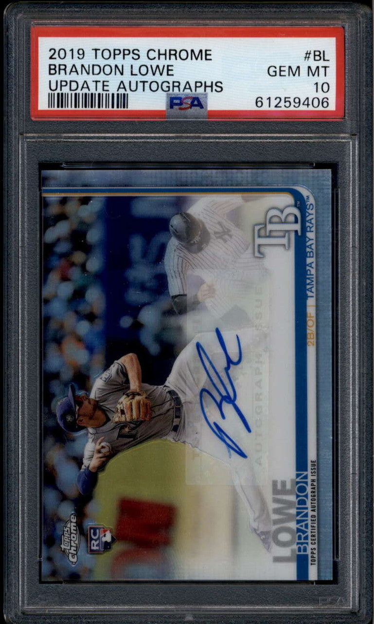 SOLD 185084 2019 Topps Chrome Update Autographs Refractor CUABL Brandon Lowe RC Auto PSA 10