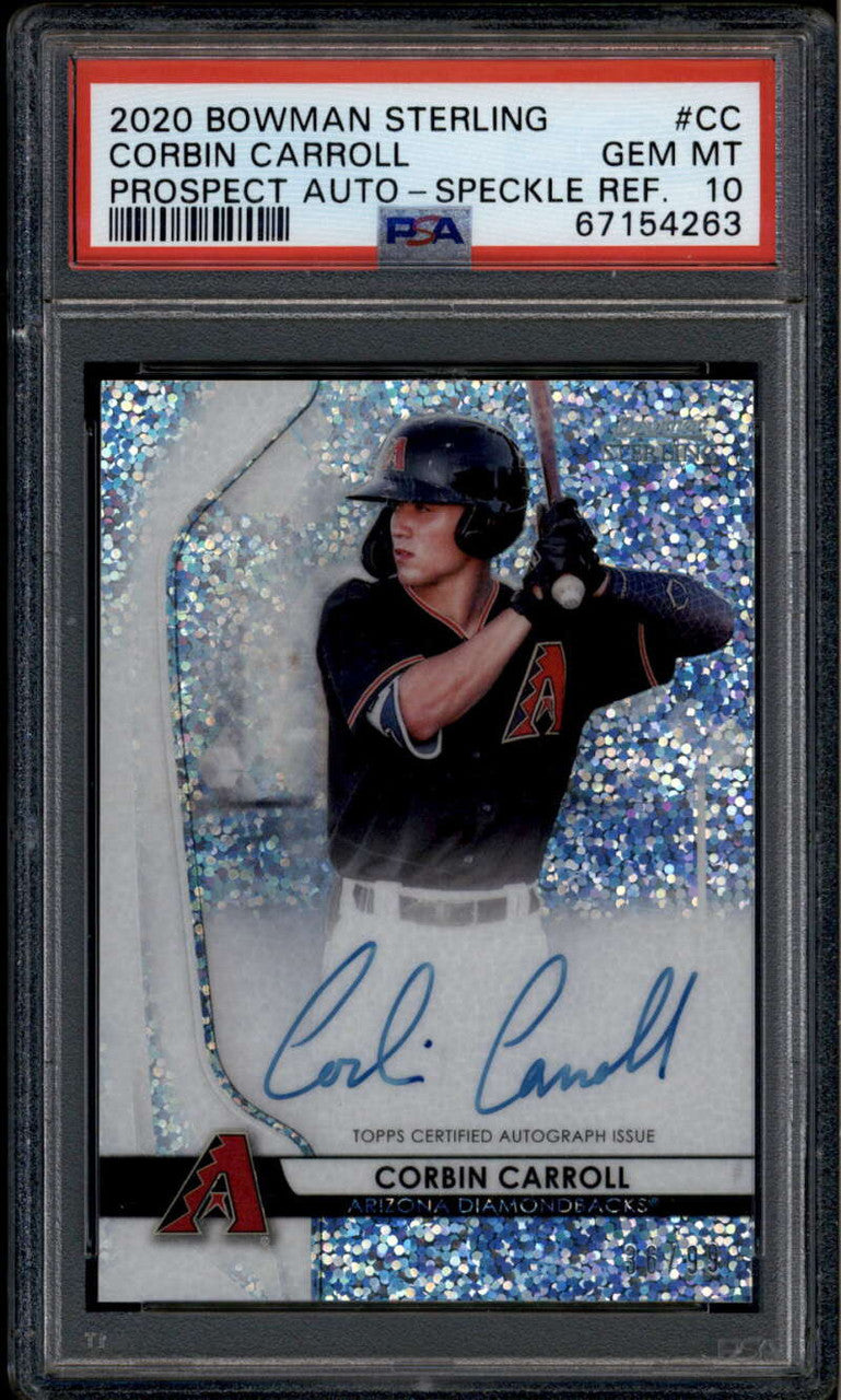 SOLD 185086 2020 Bowman Sterling Speckle Refractor Corbin Carroll RC Auto 36/99 PSA 10 READ