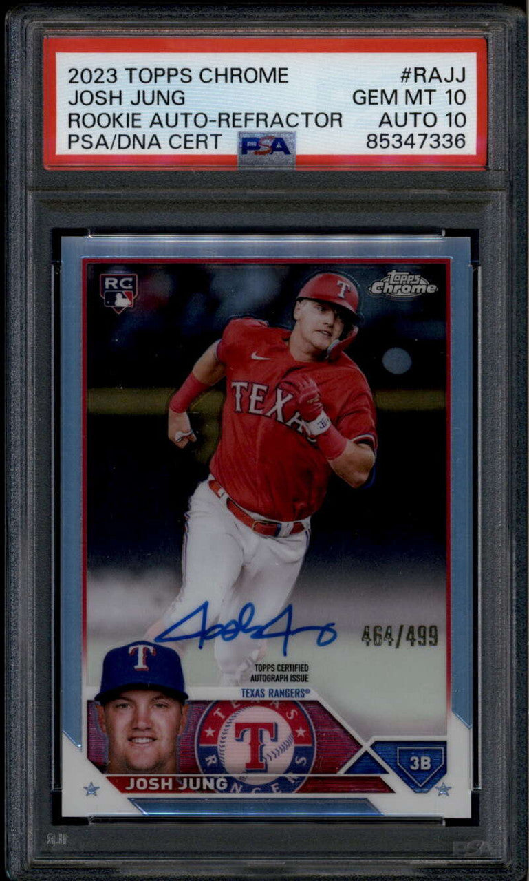 2023 Topps Chrome Rookie Autographs Refractor RAJJ Josh Jung RC Auto /499 PSA 10