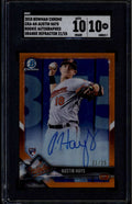 2018 Bowman Chrome Autographs Orange Refractor Austin Hays RC Auto 21/25 SGC 10