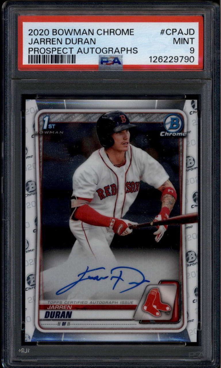 2020 Bowman Chrome Prospect Autographs CPAJD Jarren Duran Rookie RC Auto PSA 9