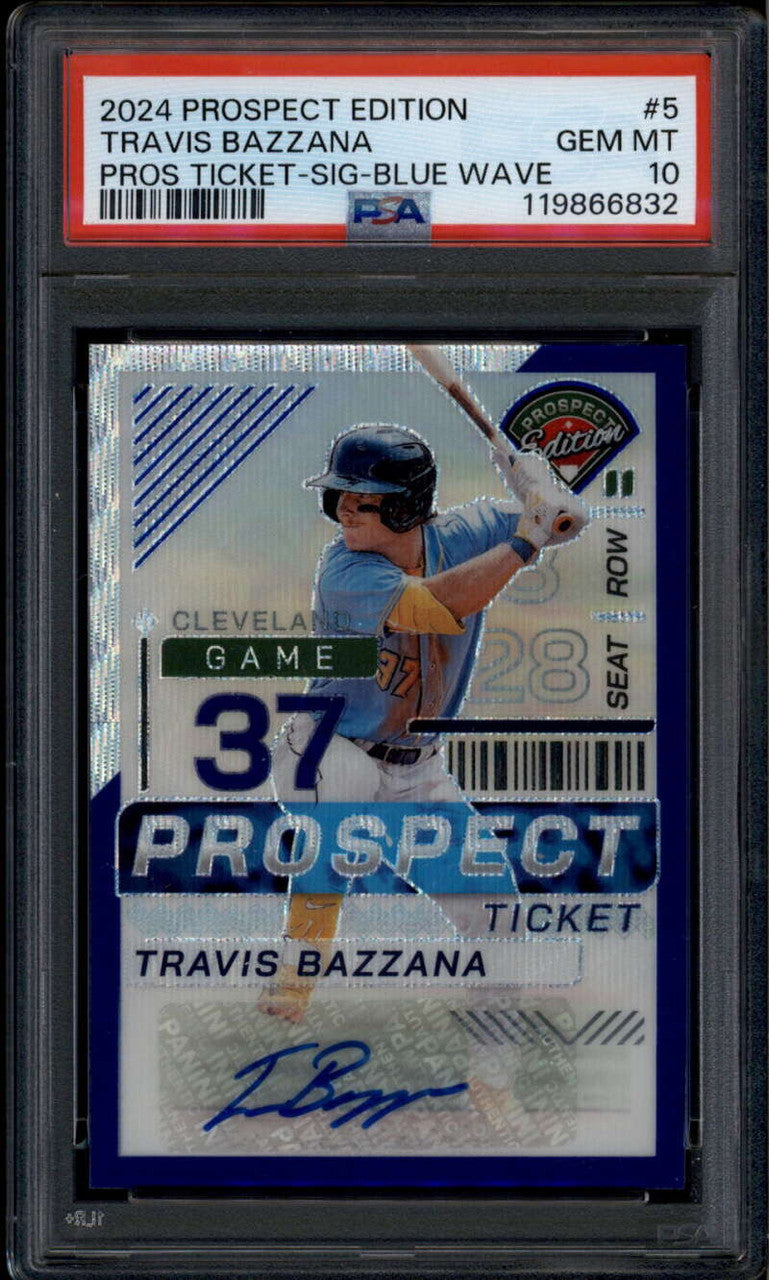 2024 Panini Prospect Holo Signatures Blue Wave Travis Bazzana RC Auto /75 PSA 10