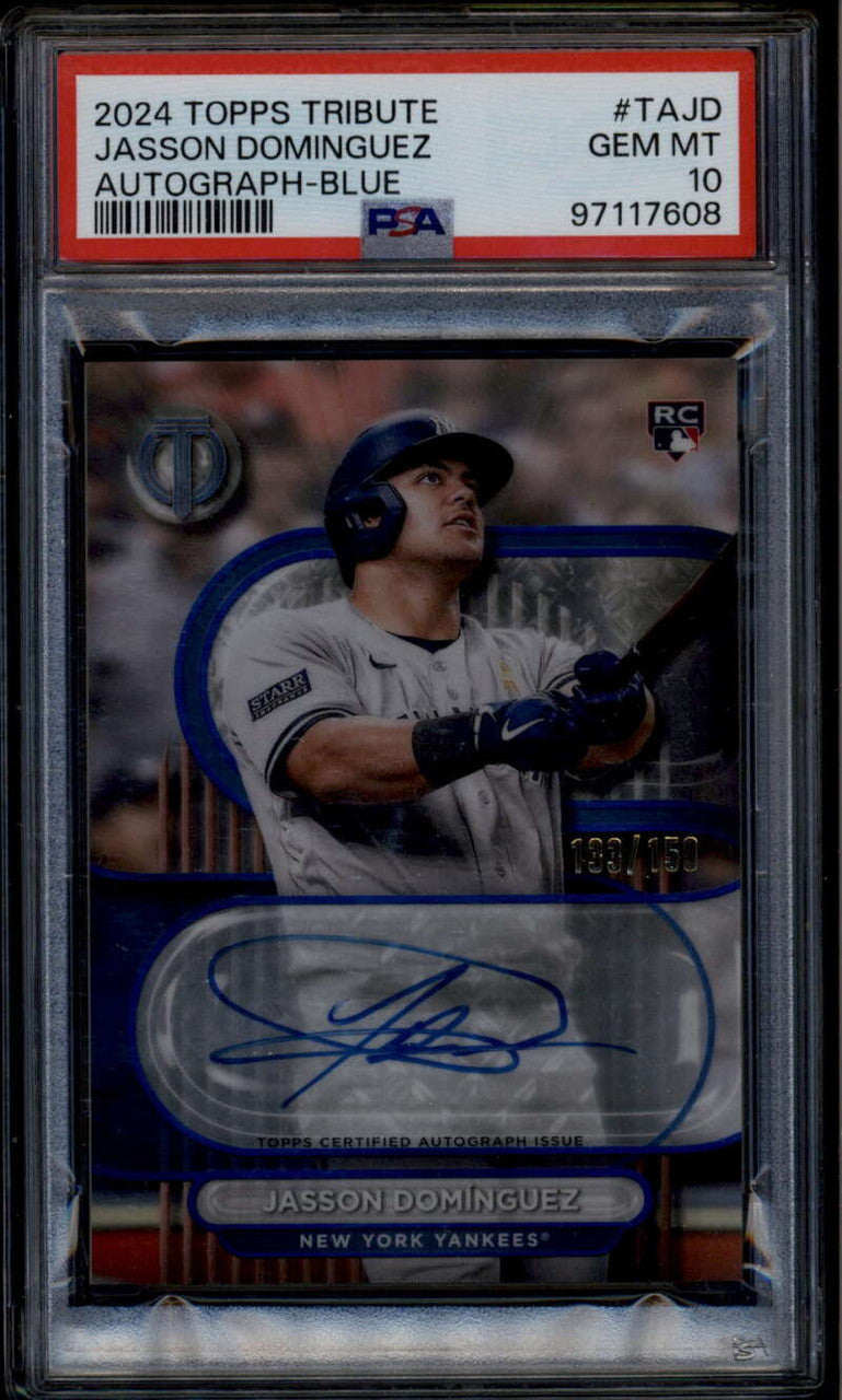 2024 Topps Tribute Autographs Blue Jasson Dominguez Rookie RC Auto /150 PSA 10