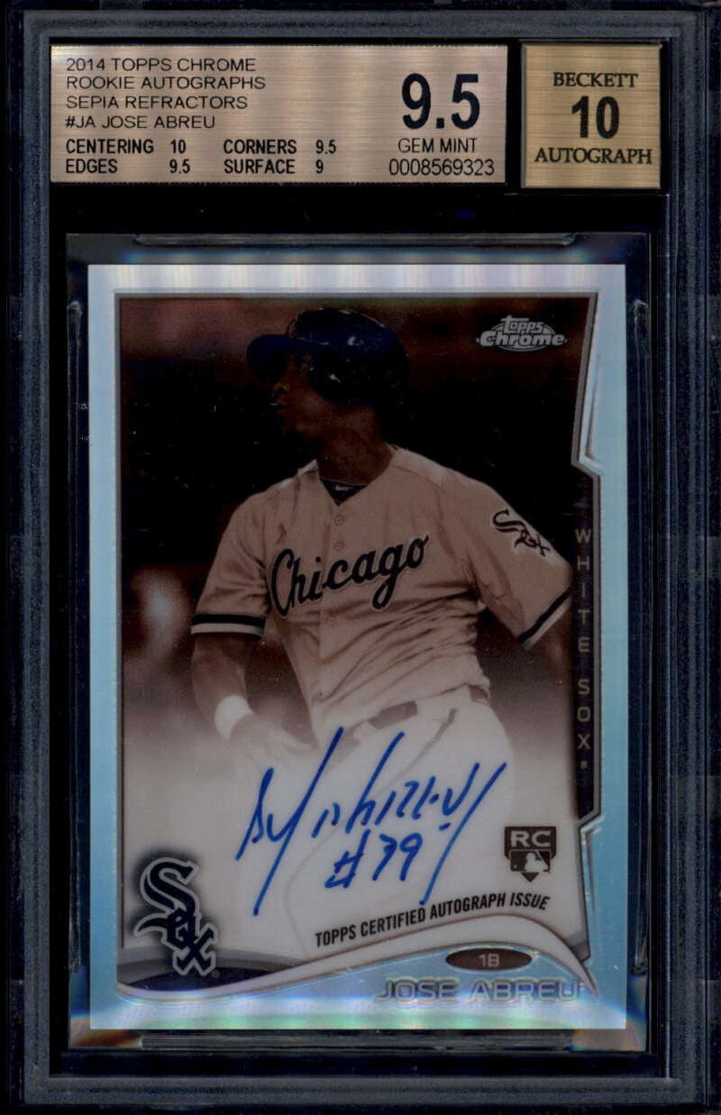 2014 Topps Chrome Autographs Sepia Refractor Jose Abreu RC Auto 50/75 BGS 9.5