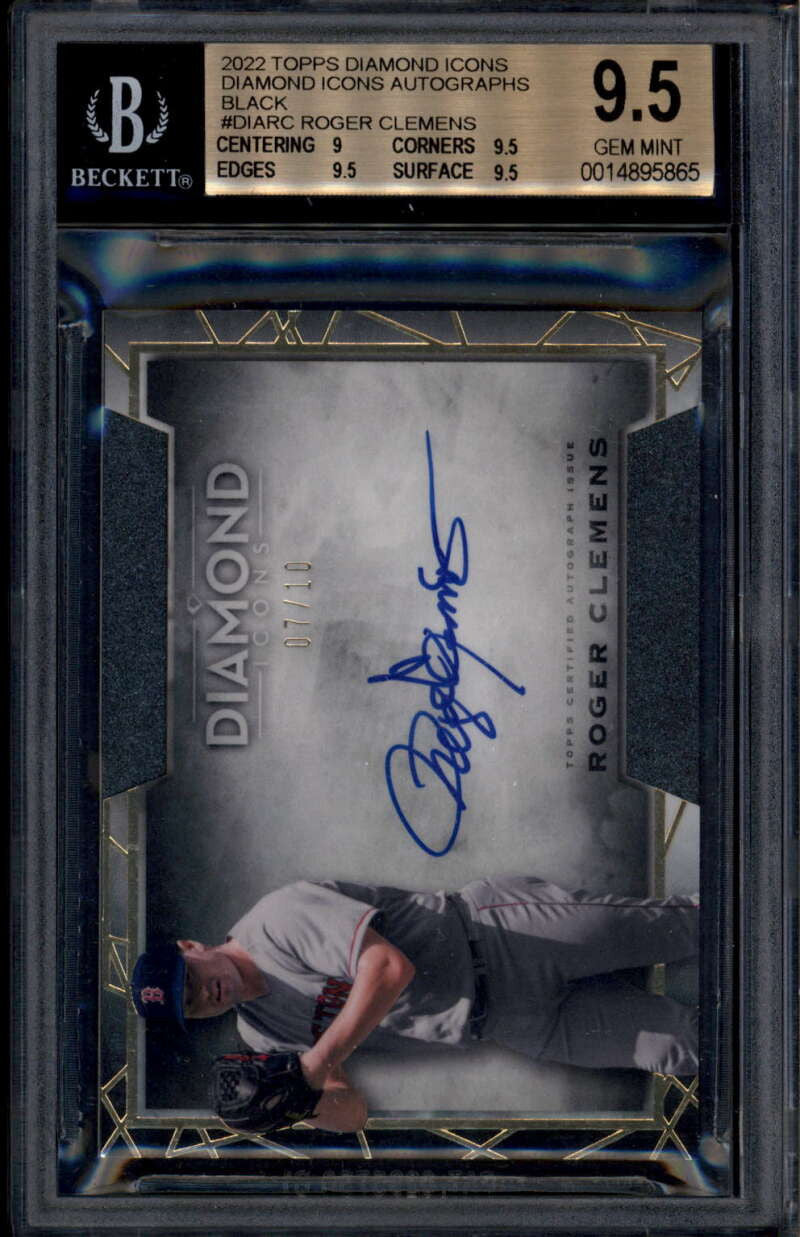 SOLD 185122 2022 Topps Diamond Icons Autographs Black DIARC Roger Clemens Auto 7/10 BGS 9.5