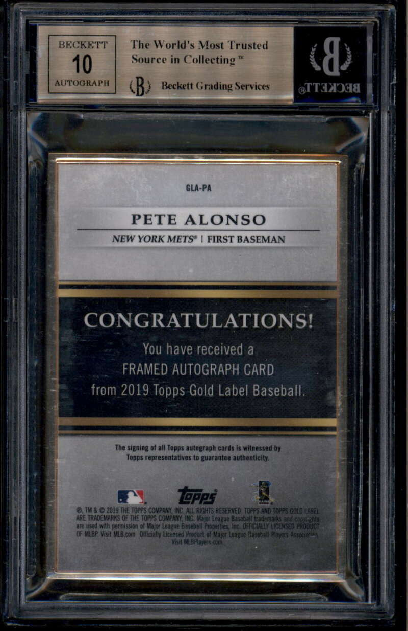 SOLD 185124 2019 Topps Gold Label Framed Autographs FLAPA Pete Alonso Rookie RC Auto BGS 9.5