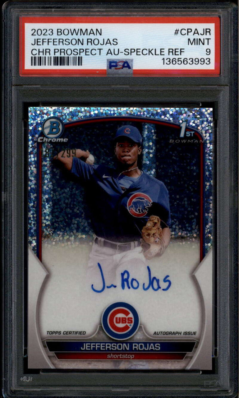 SOLD 185129 2023 Bowman Chrome Autographs Refractor Jefferson Rojas RC Auto 187/299 PSA 9