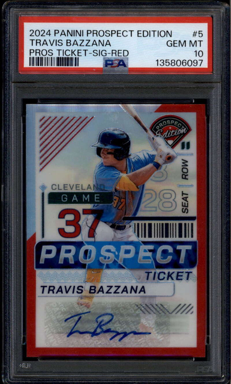 2024 Panini Prospect Signatures Red Travis Bazzana Rookie RC Auto 194/199 PSA 10