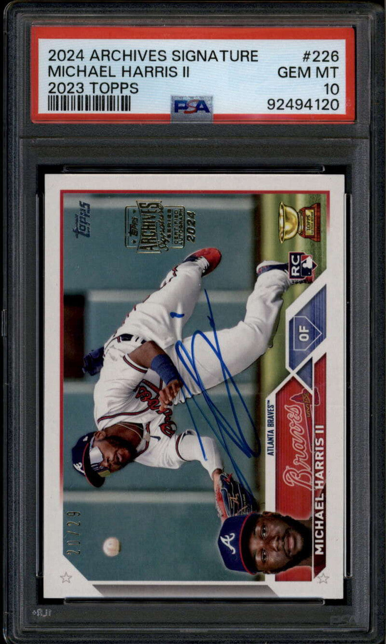 2024 Topps Archives Signature Michael Harris Auto 20/29 2023 Topps RC PSA 10 GEM