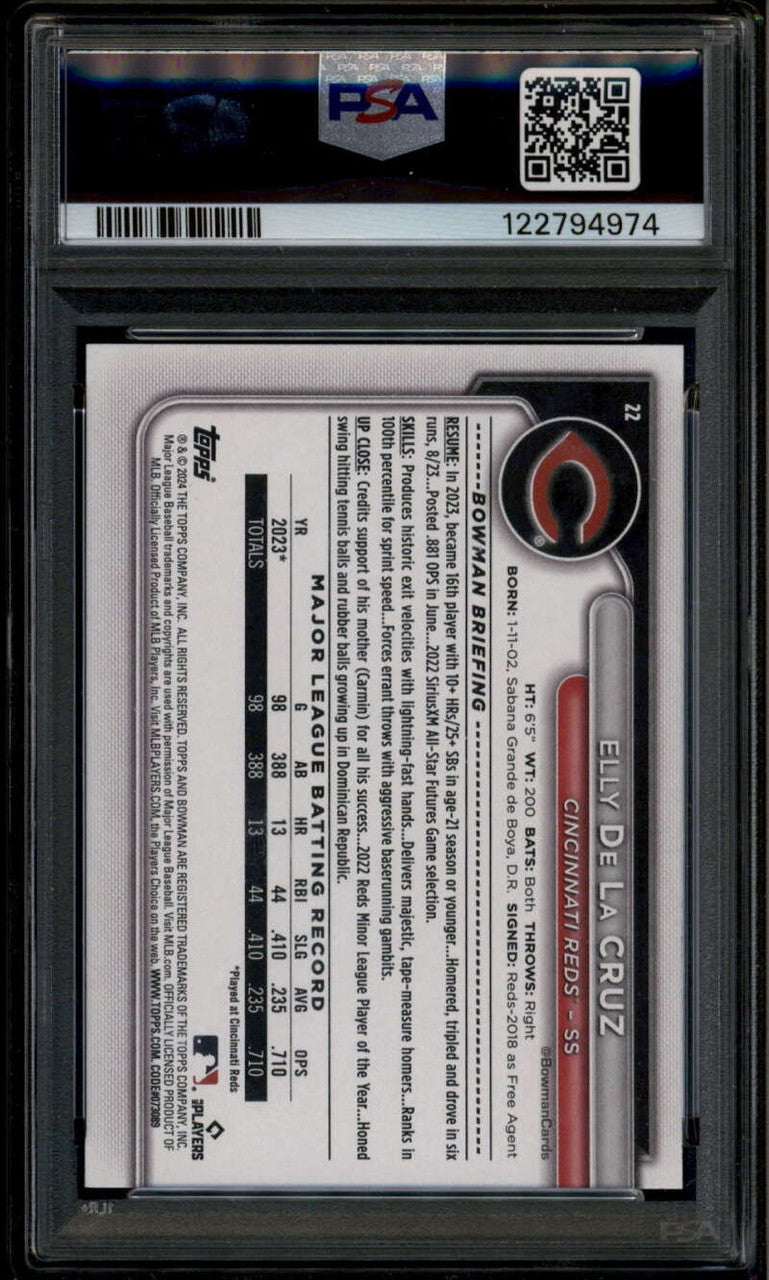 2024 Bowman 22 Elly De La Cruz Rookie RC PSA 8 PSA/DNA Certified 10 Auto