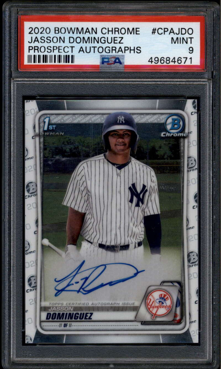 2020 Bowman Chrome Prospect Autographs Jasson Dominguez Rookie RC Auto PSA 9