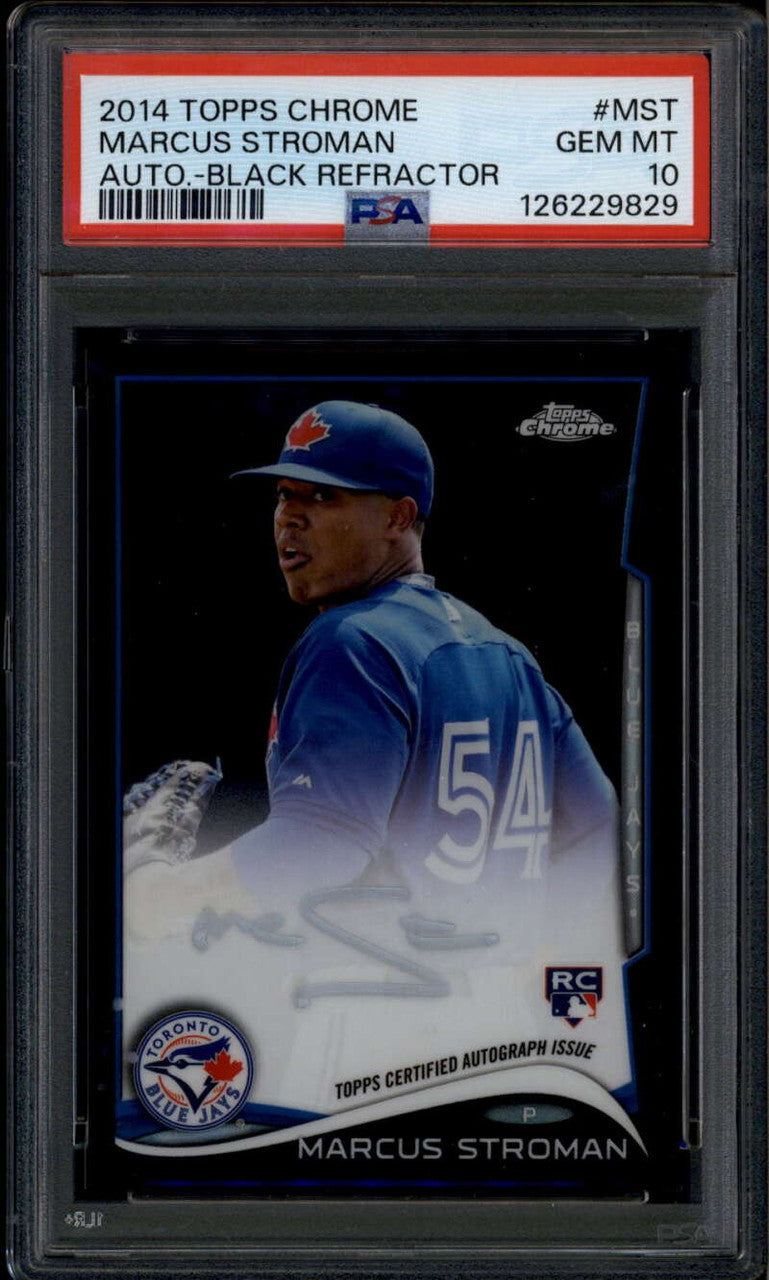 2014 Topps Chrome Silver Ink Black Refractor Marcus Stroman RC Auto 18/25 PSA 10