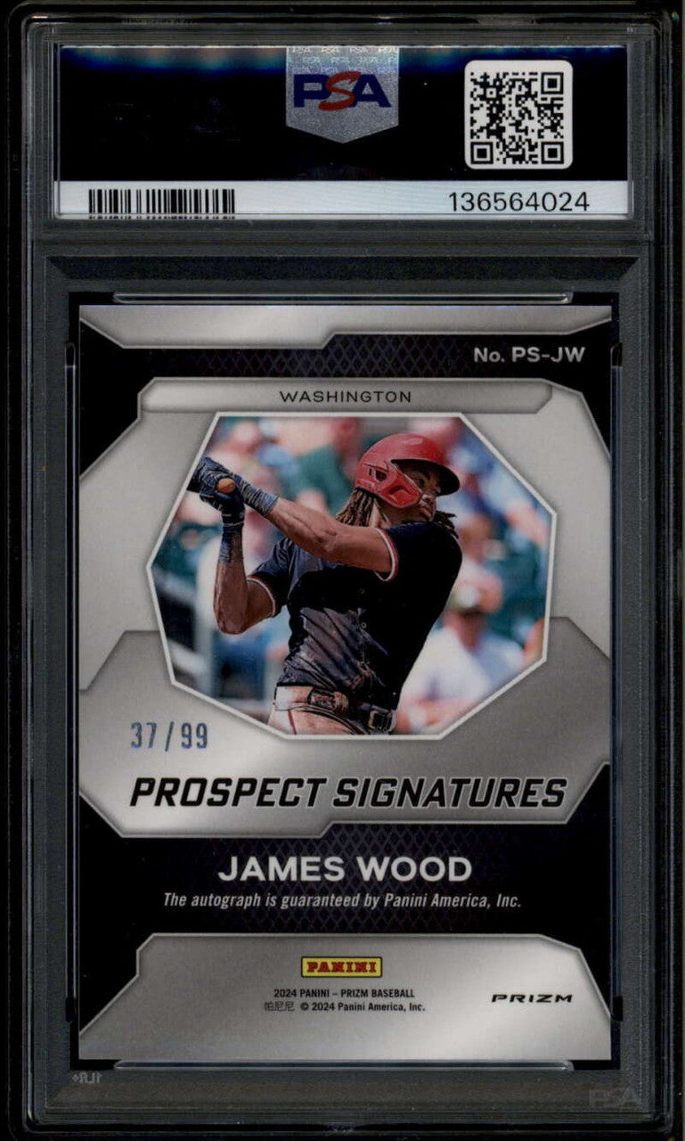 2024 Panini Prizm Prospect Signatures Red James Wood Rookie RC Auto 37/99 PSA 10