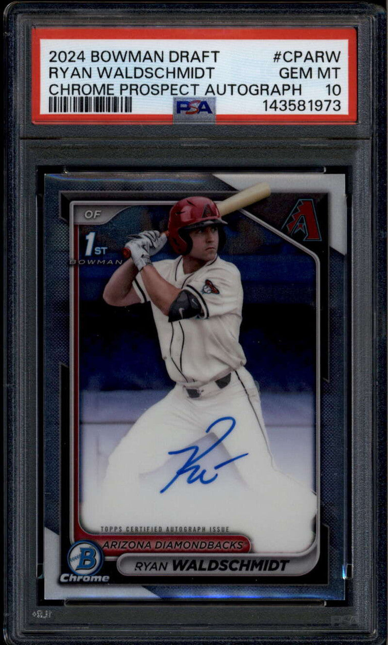 2024 Bowman Chrome Draft Autographs CPARW Ryan Waldschmidt Rookie RC Auto PSA 10