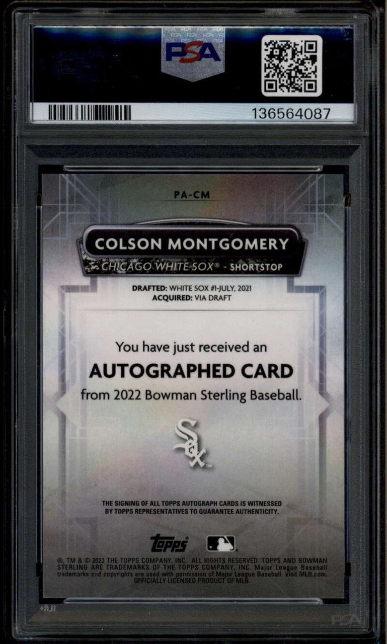 2022 Bowman Sterling Rose Gold Refractor Colson Montgomery RC Auto 6/15 PSA 9