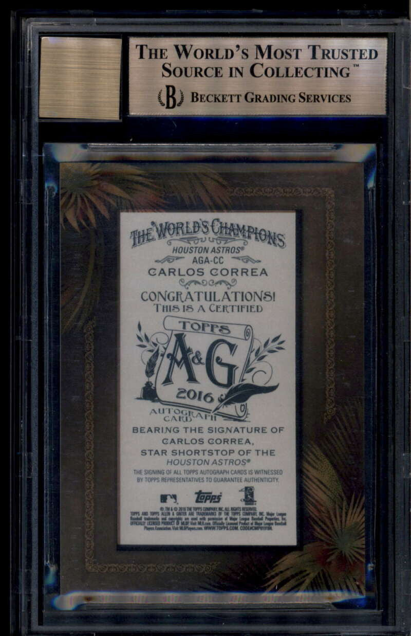 2016 Topps Allen Ginter Mini Autographs Red Ink Carlos Correa Auto 1/10 BGS 9.5