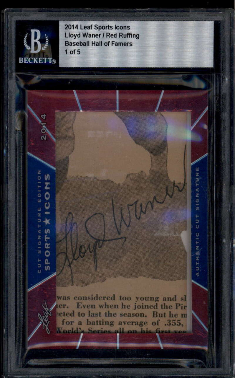 2014 Leaf Sports Icons Hall of Famers Lloyd Waner Red Ruffing Dual Cut Auto 1/5