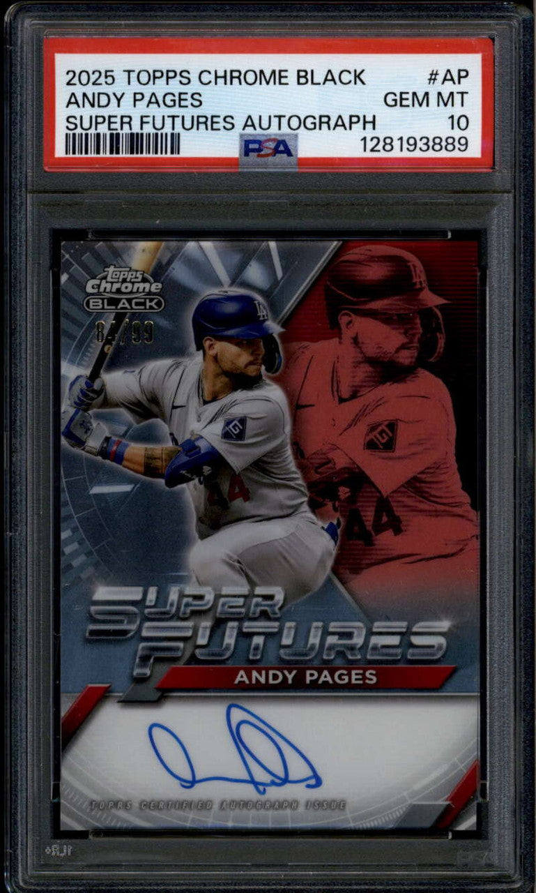 2025 Topps Chrome Black Super Futures Autographs Andy Pages Auto 84/99 PSA 10