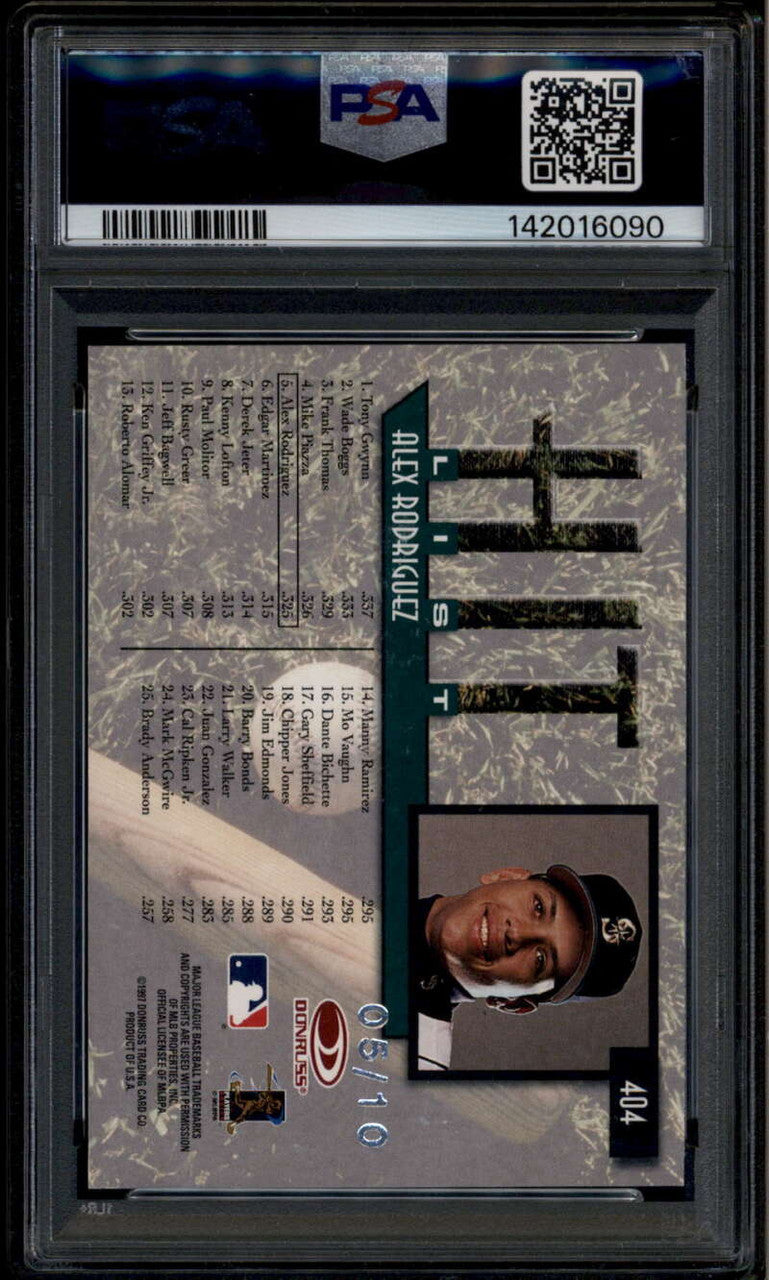 2001 Donruss Recollection Autographs rc1 Alex Rodriguez 97 Hit Auto 5/10 PSA 7