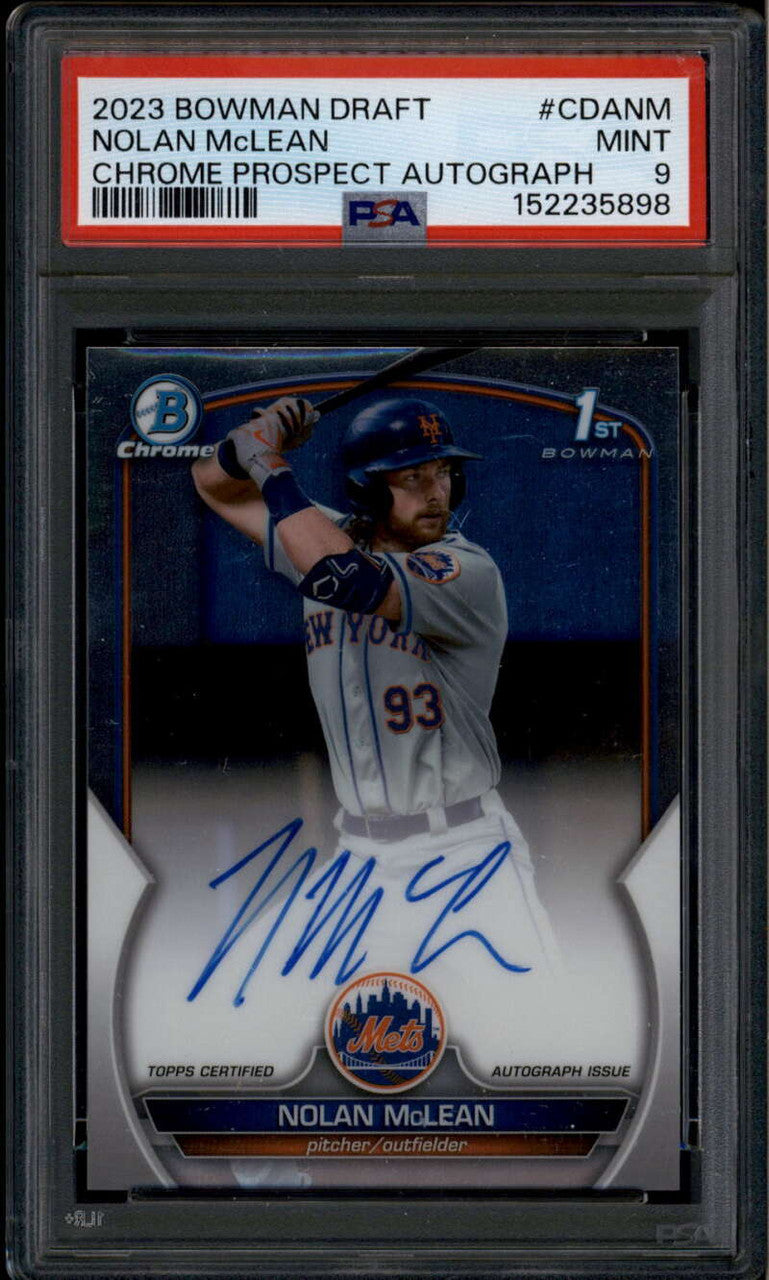 2023 Bowman Chrome Draft Autographs CDANM Nolan McLean Rookie RC Auto PSA 9 MINT