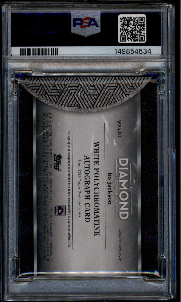 2024 Topps Diamond Icons White PolychromatINK Green Bo Jackson Auto 2/10 PSA 7