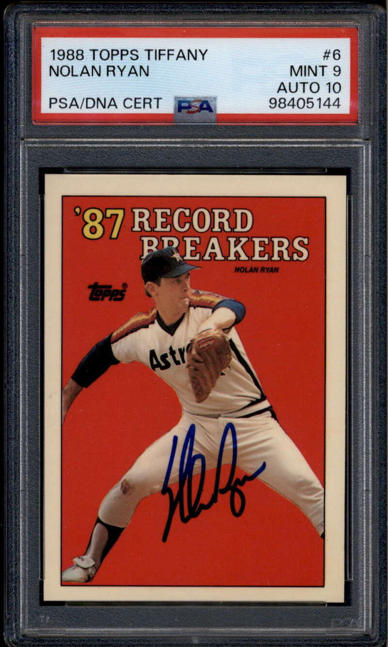 SOLD 185189 1988 Topps Tiffany 6 Nolan Ryan PSA 9 MINT PSA/DNA Certified Authentic 10 Auto