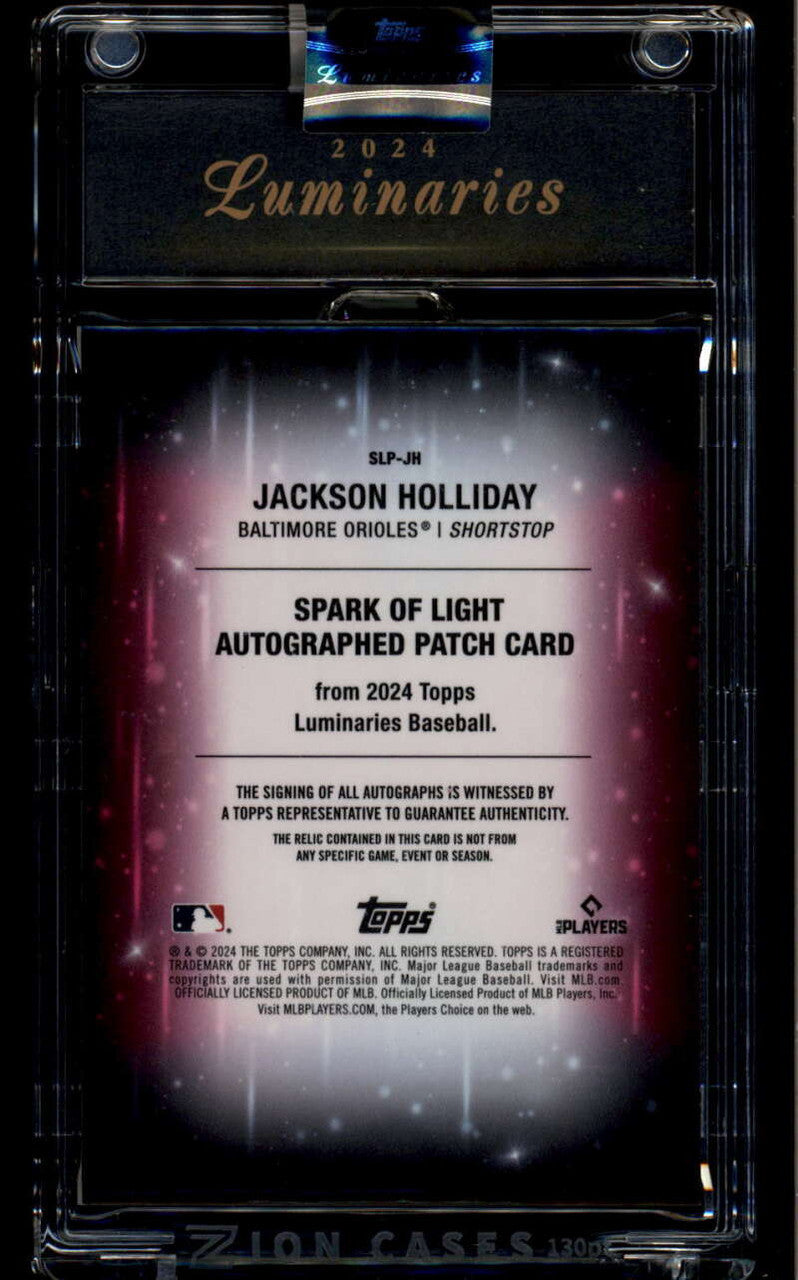2024 Topps Luminaries Spark of Light Autograph Jackson Holliday RC Patch Auto 15