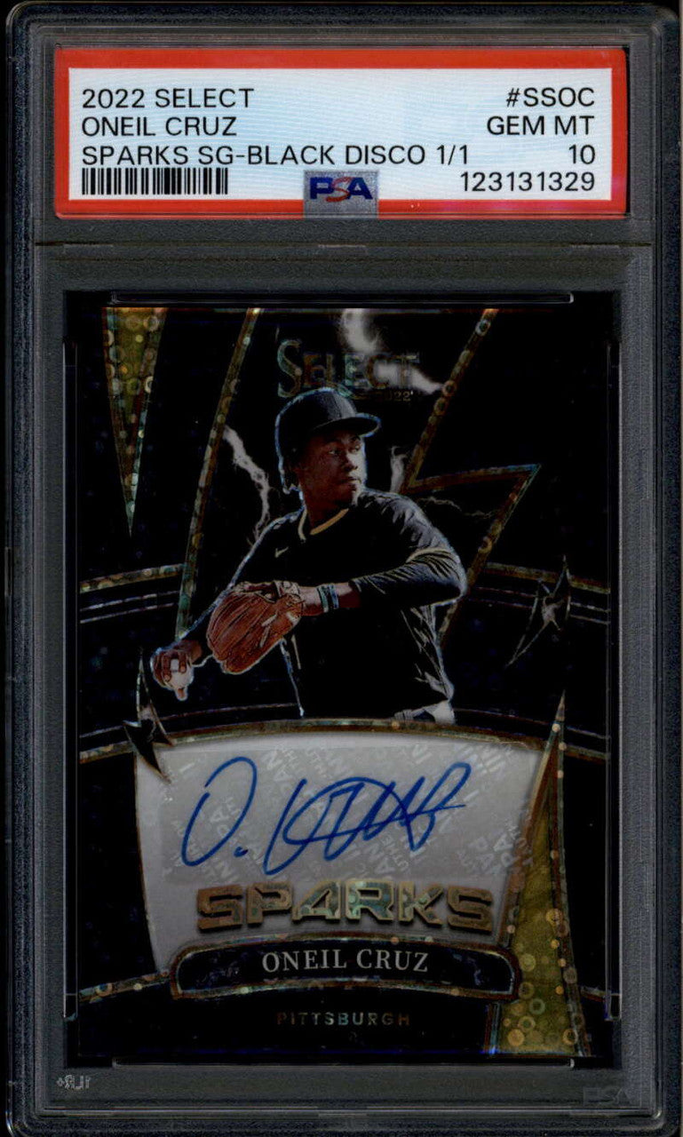 2022 Select Sparks Signatures Black Disco Oneil Cruz Rookie RC Auto 1/1 PSA 10