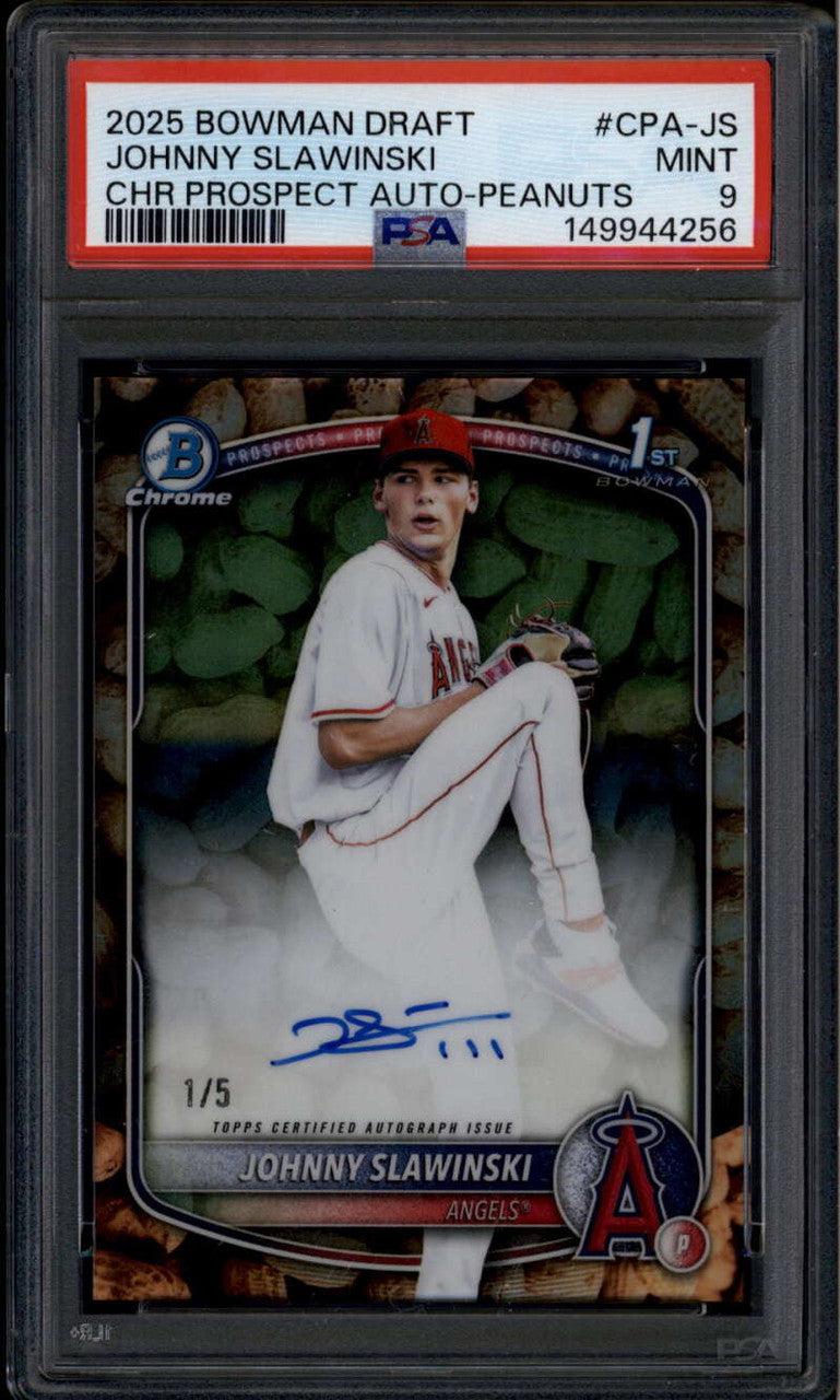 2025 Bowman Chrome Autographs Peanut Refractor Johnny Slawinski RC Auto /5 PSA 9