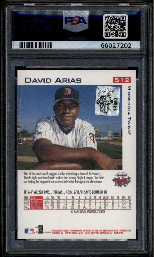 1997 Fleer 512 David Ortiz Rookie RC PSA 9 PSA/DNA Certified Authentic 10 Auto