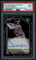 2024 Bowman Chrome Autographs Black Refractor Jacob Wilson RC Auto 8/10 PSA 9