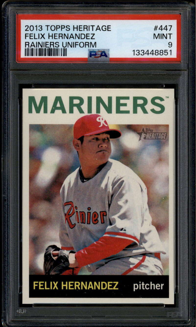 2013 Topps Heritage 447b Felix Hernandez Rainiers Action Variation SP PSA 9 MINT