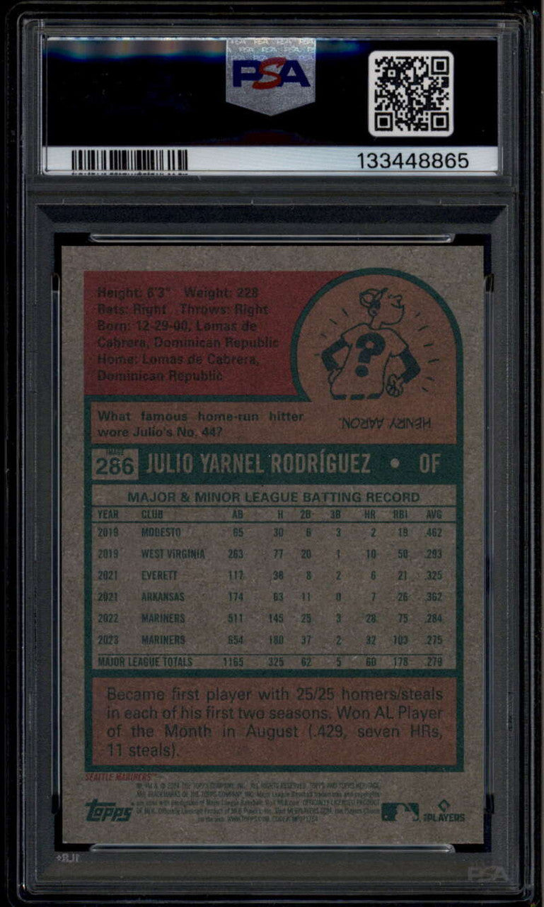 2024 Topps Heritage Image Variations 286 Julio Rodriguez SP PSA 9 MINT