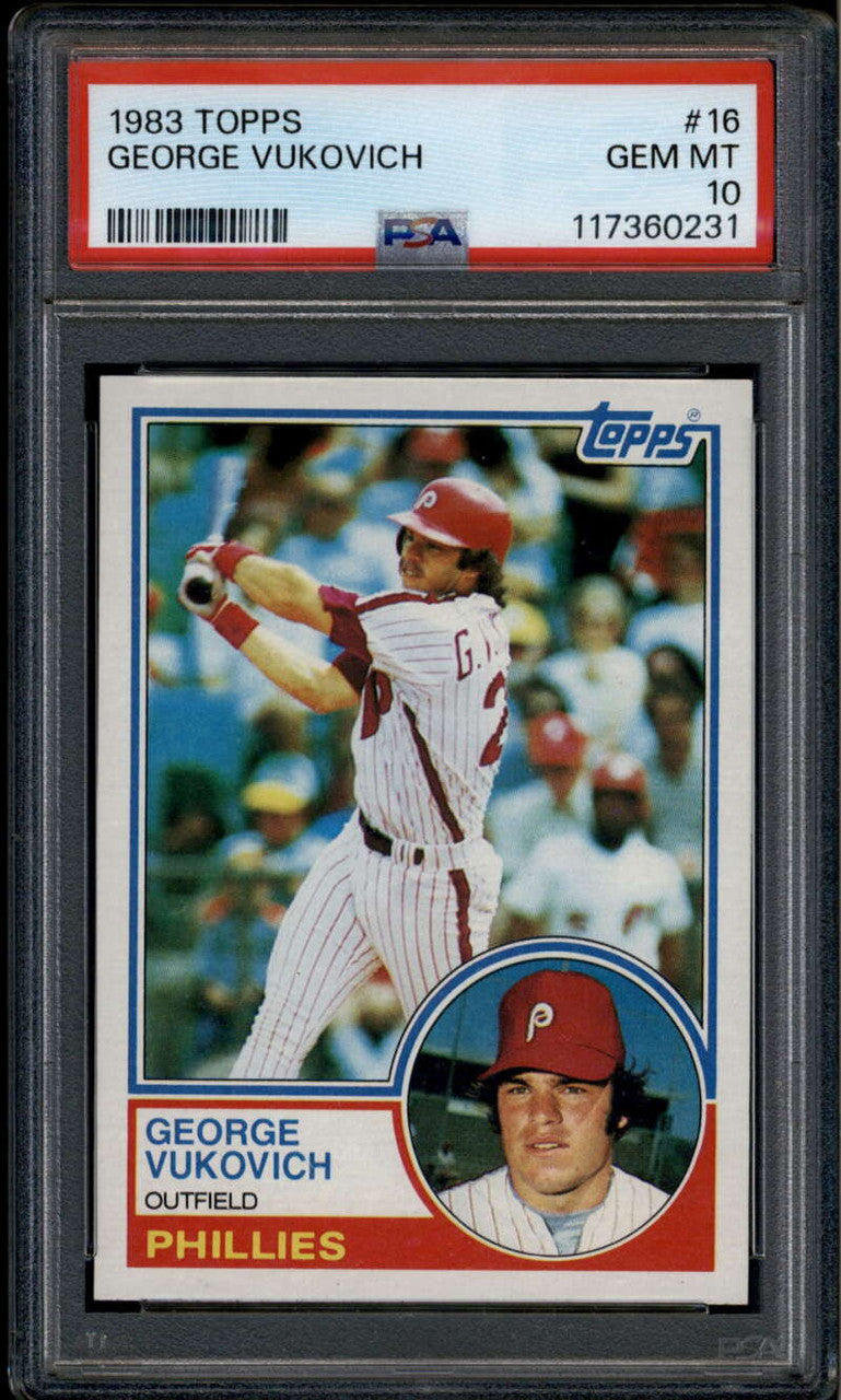 SOLD 185229 1983 Topps 16 George Vukovich PSA 10 GEM MT