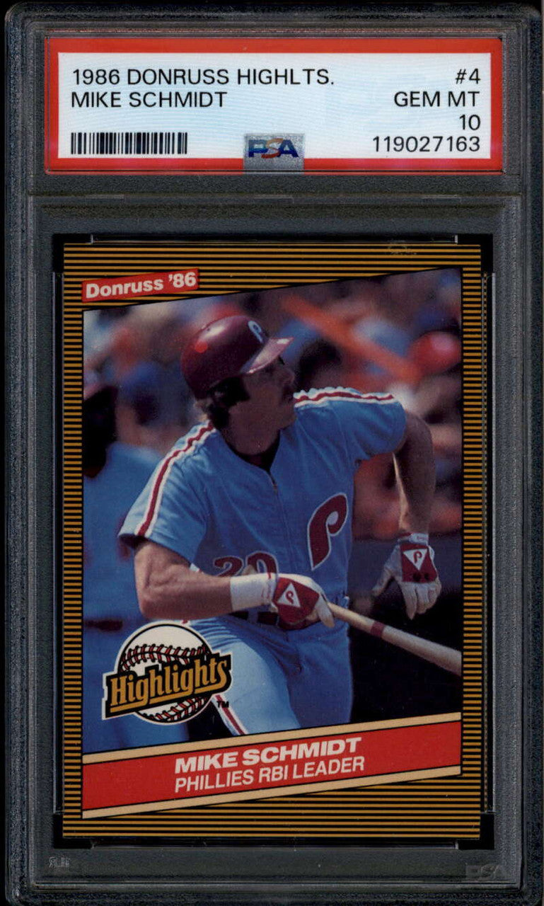 SOLD 185241 1986 Donruss Highlights 4 Mike Schmidt PSA 10 GEM MT 119027163