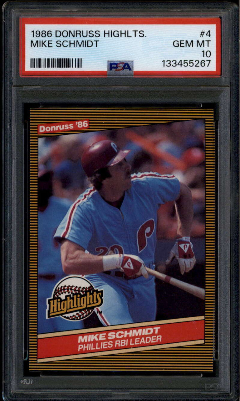1986 Donruss Highlights 4 Mike Schmidt PSA 10 GEM MT 133455267