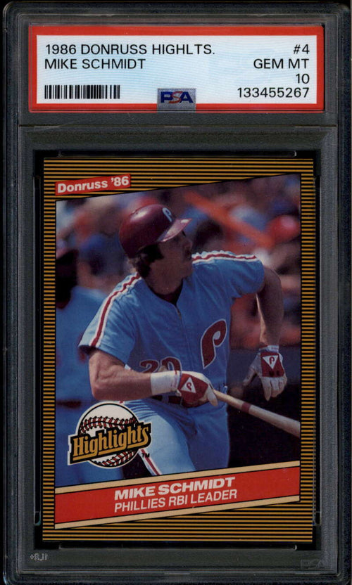 1986 Donruss Highlights 4 Mike Schmidt PSA 10 GEM MT 133455267