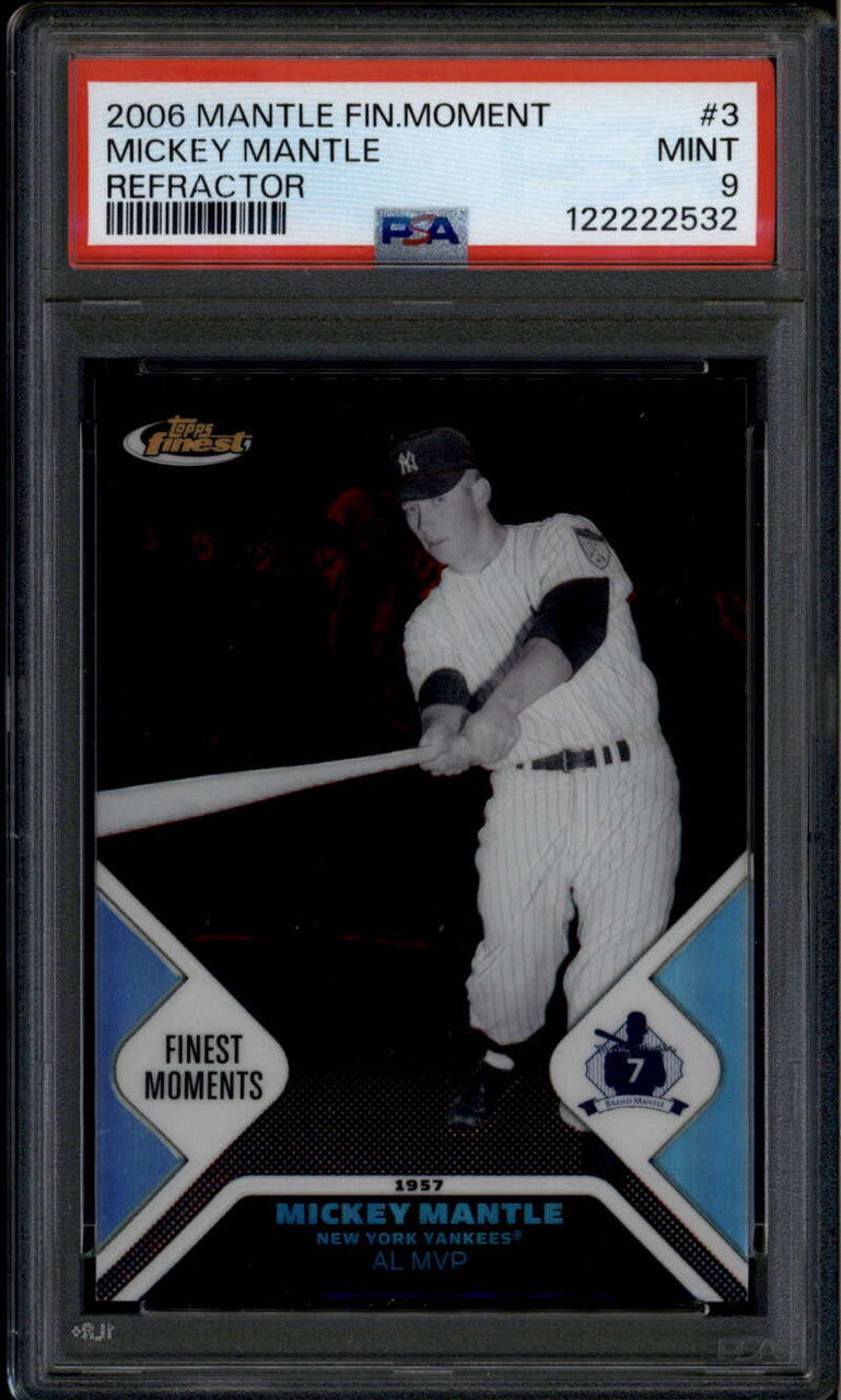 2006 Finest Mantle Moments mmfm3 Mickey Mantle 27/399 PSA 9 MINT
