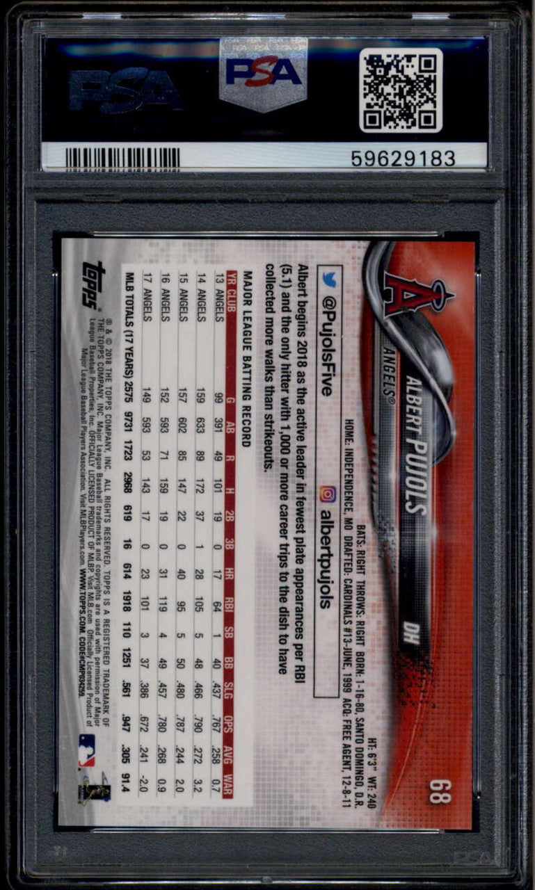 2018 Topps On Demand 3d 68 Albert Pujols PSA 9 MINT