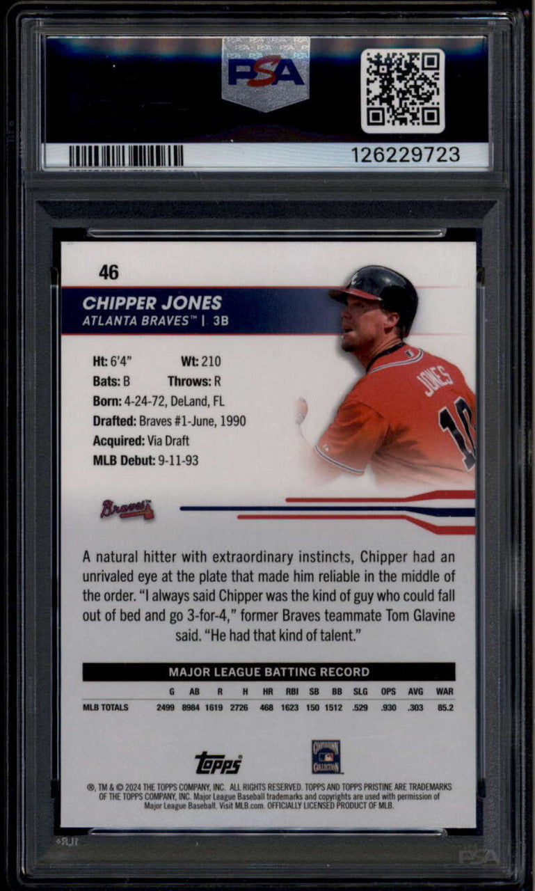 2024 Topps Pristine Gold Refractor 46 Chipper Jones 2/50 PSA 9 MINT