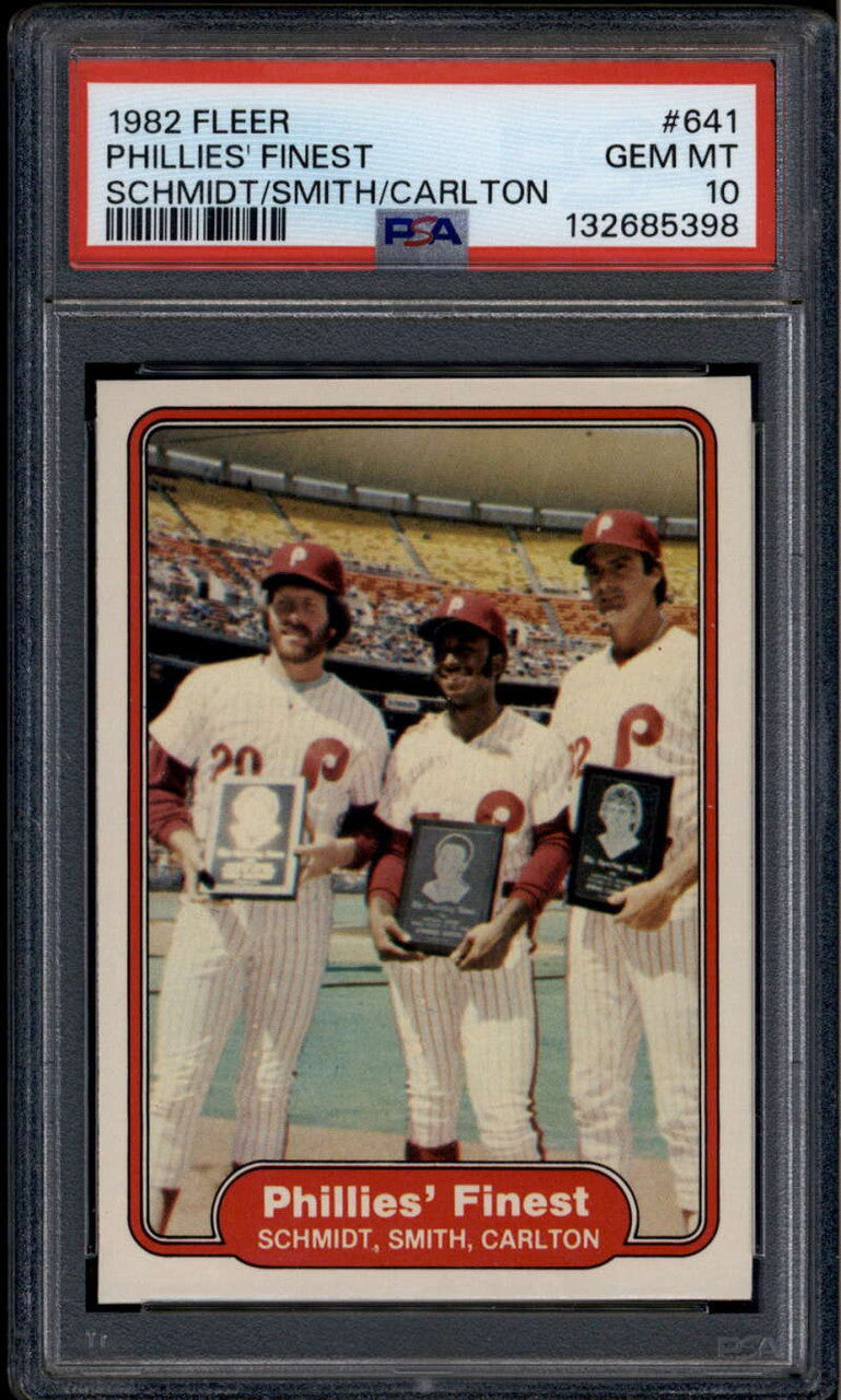 SOLD 185257 1982 Fleer 641 Phillies' Finest Lonnie Smith Schmidt Steve Carlton PSA 10 GEM MT