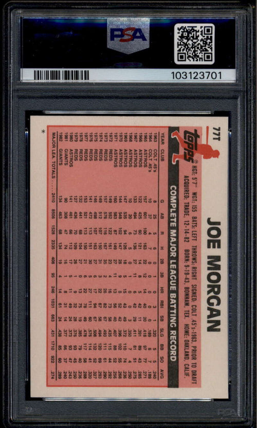 1983 Topps Traded 77t Joe Morgan PSA 10 GEM MT