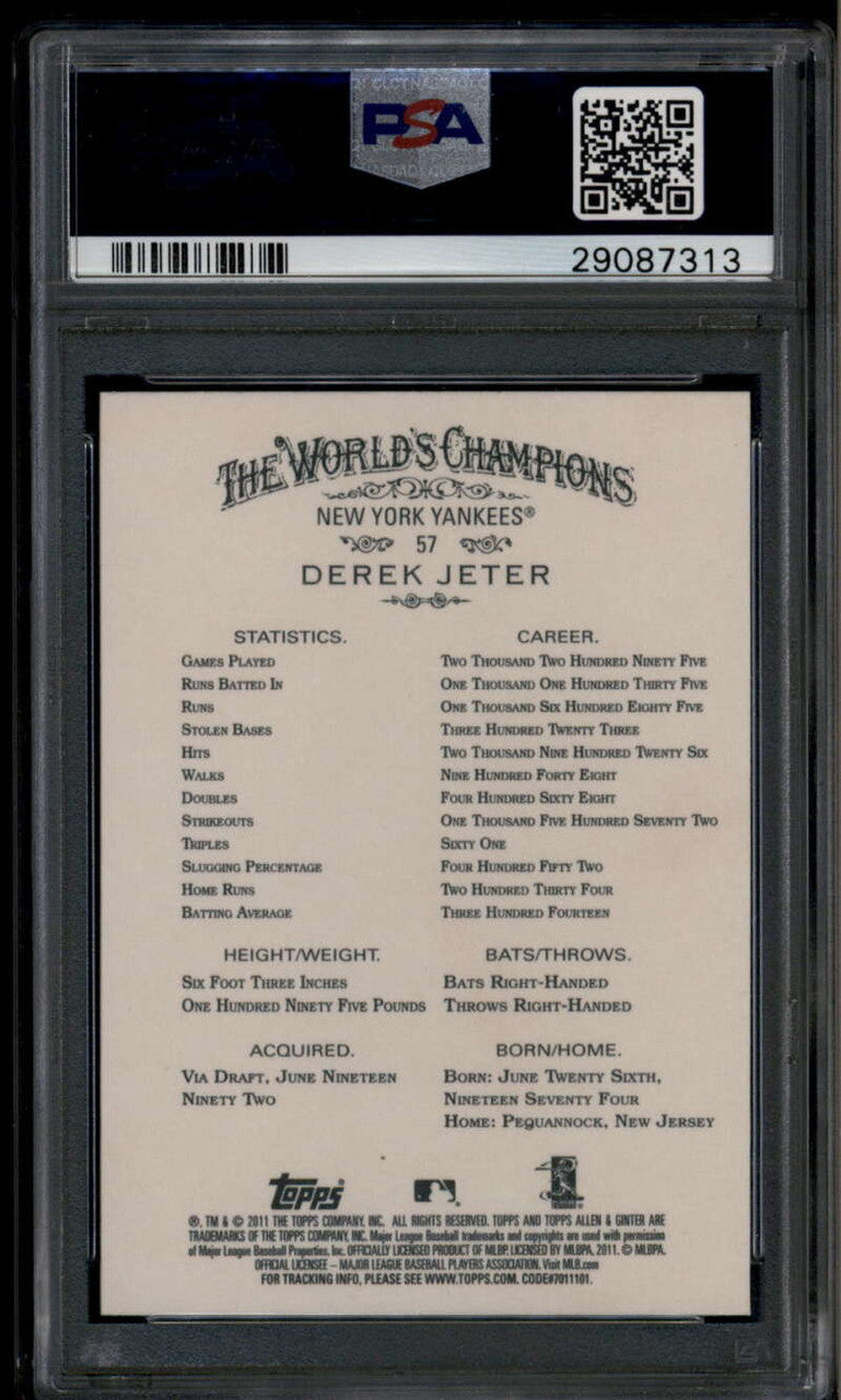 2011 Topps Allen and Ginter Code Cards 57 Derek Jeter PSA 10 GEM MT