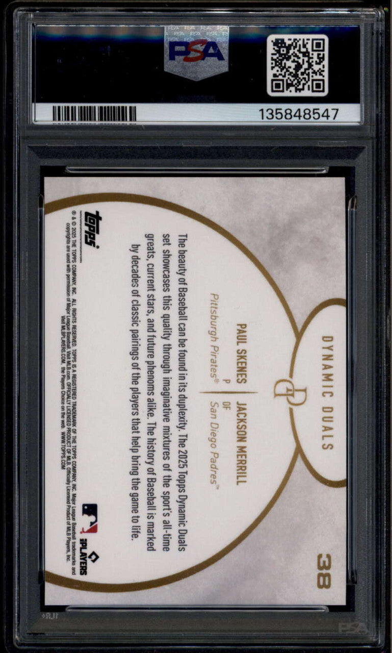 2025 Topps Dynamic Duals 38 Jackson Merrill Paul Skenes PSA 10 GEM MT
