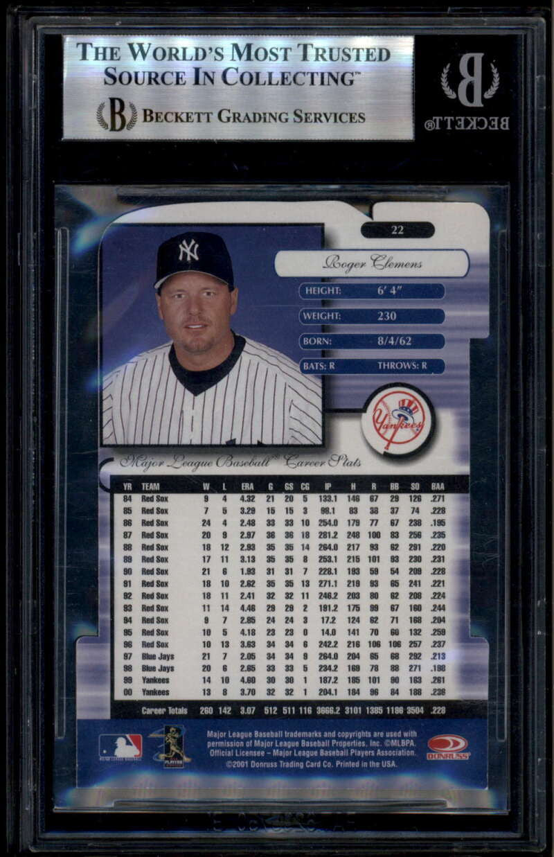 2001 Donruss Elite Aspirations 22 Roger Clemens 44/78 BGS 8.5 NM-MT+